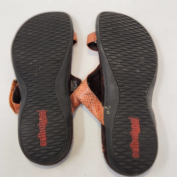 Orthaheel Womens Molly Orange Brown Snake Print Slip On Sandals Size 7 Comfort - Picture 8 of 8